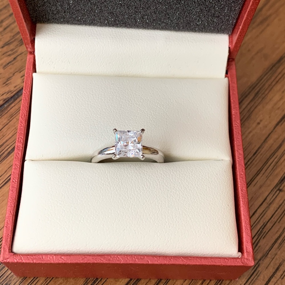 1.25 Carat Princess Cut CZ Engagement Ring